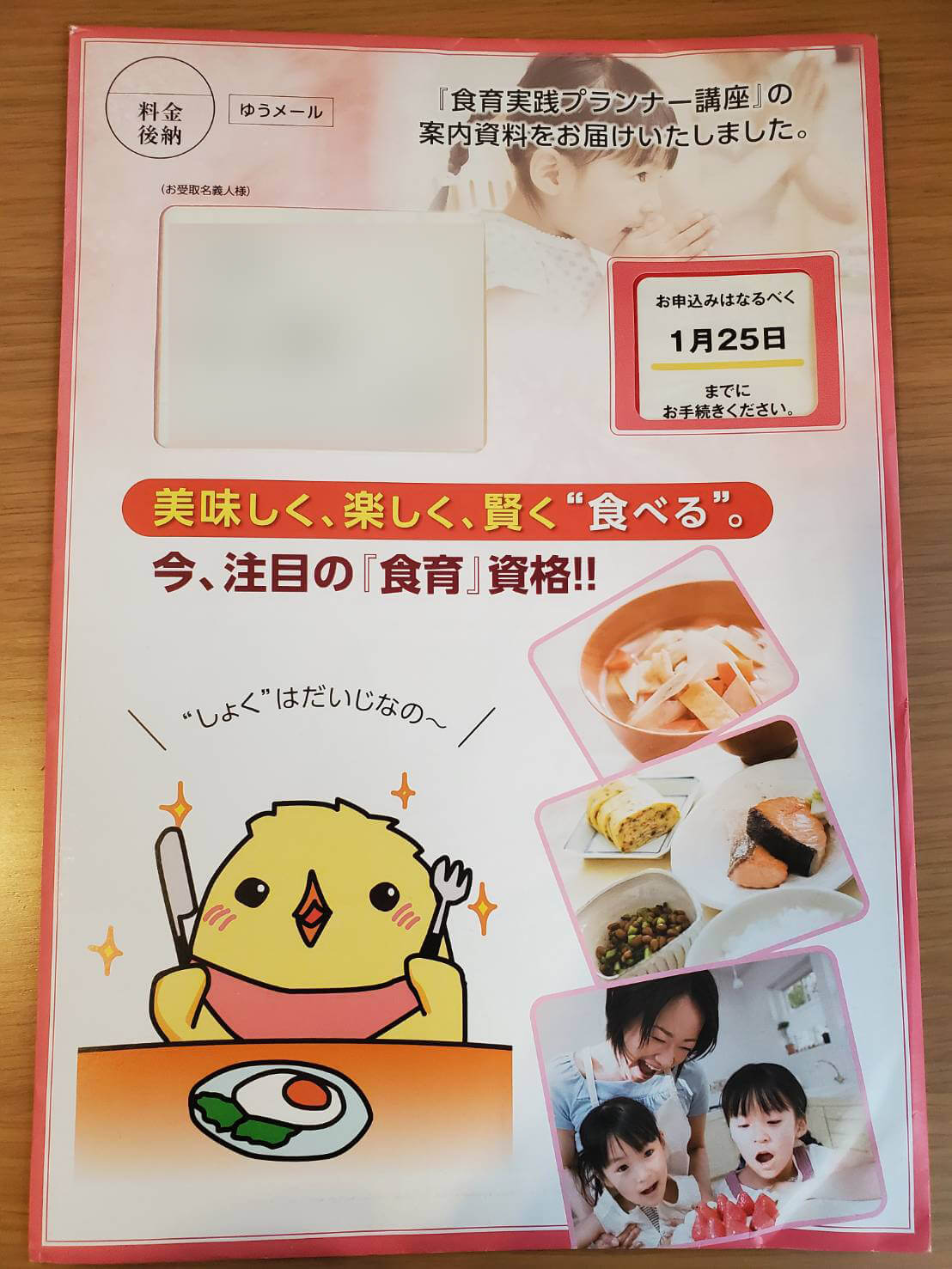 ユーキャンの食育実践プランナー資格講座の資料